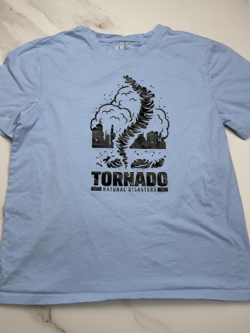 Shein Light Blue Graphic T Shirt - Mens Large